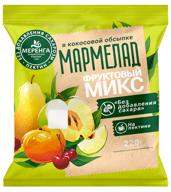  Меренга Мармелад без сахара в кокосовой обсыпке Фруктовый микс, 220г   в Ливнах