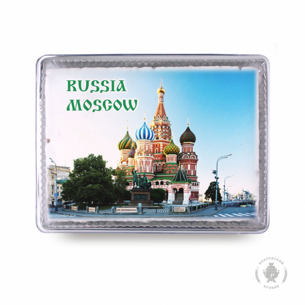  Пряник 600г RUSSIA MOSCOW с фотопечатью (в подарочной пластиковой упаковке)  в Ливнах